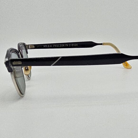 Shuron 1/10 12K G.F. Black White Gold Horn Rimmed Aluminum Eyeglasses Frame 44mm - Picture 3 of 16